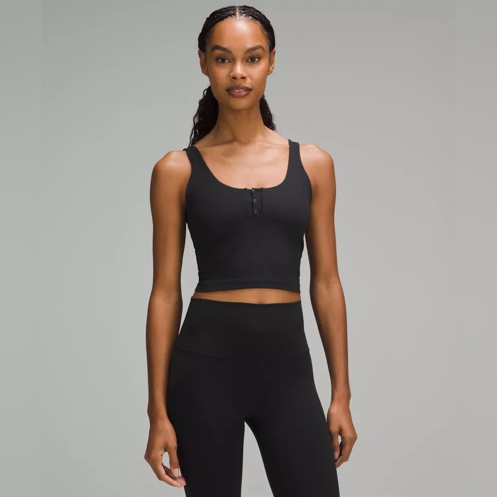 Lululemon ribbed align Henley tank black size 6 BNWT